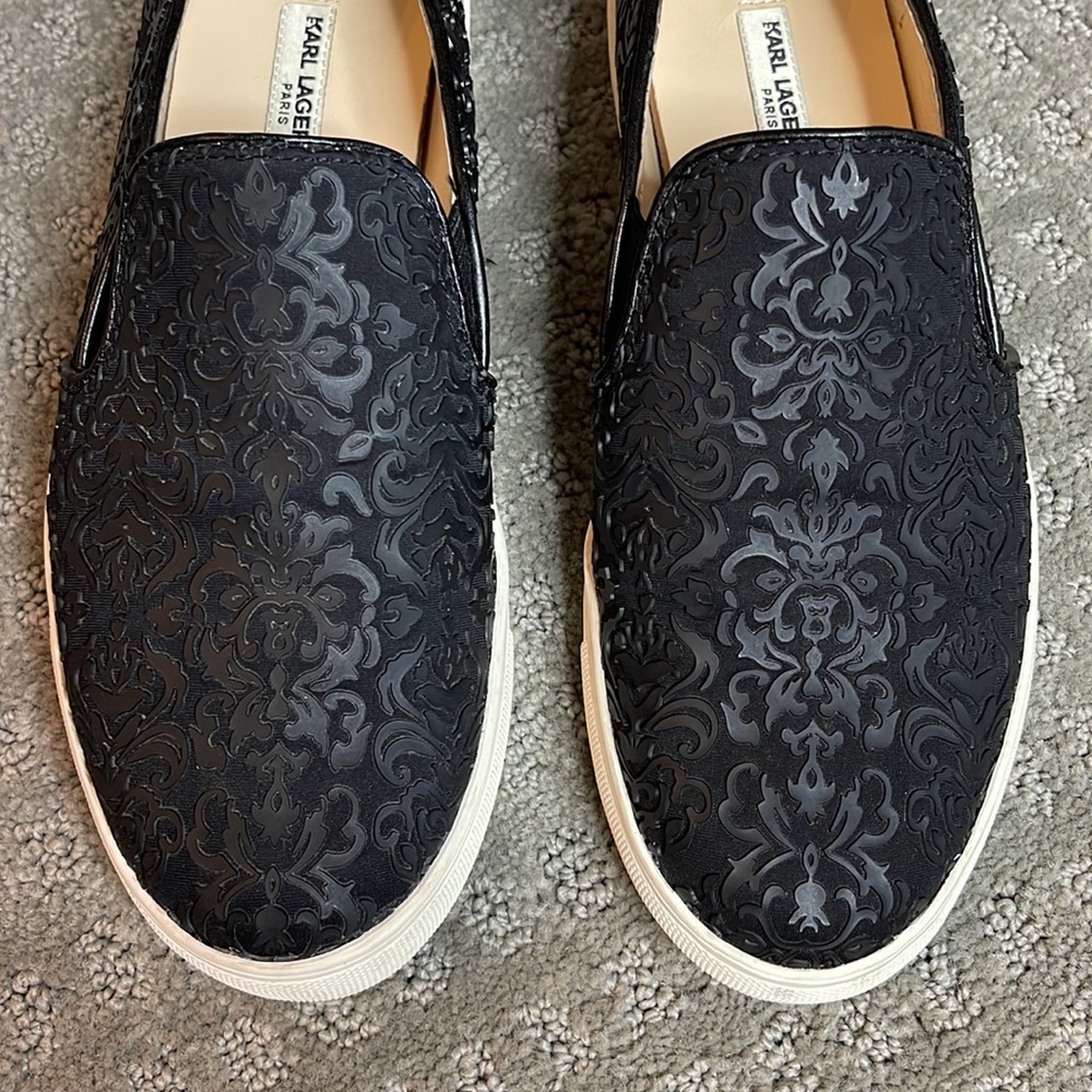 Karl Lagerfeld Paris Embroidered Slip-On Sneakers - Picture 8 of 8